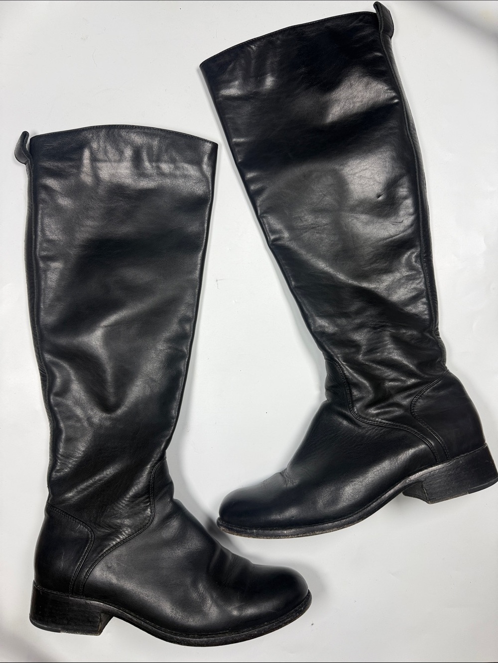 Chocolat Blu Women’s Black Leather Tall Side Zip Riding Boots S-569 Sz 7.5